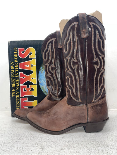 New Men’s Brown Texas Brand Cowboy Boots. 4731 9 M. 3-62