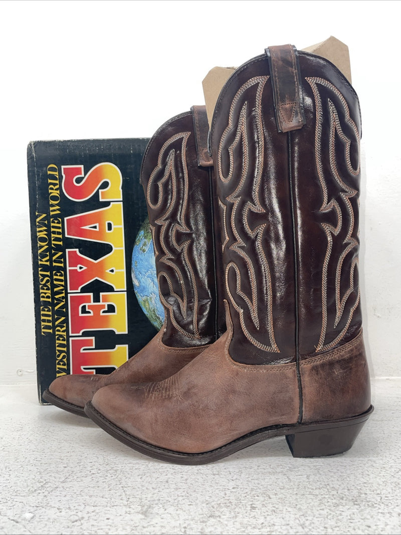 New Men’s Brown Texas Brand Cowboy Boots. 4731 9 M. 3-62