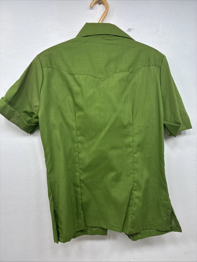 New Women’s Panhandle Slim Green Short Sleeve Pearl Snap Size 12 KK-90