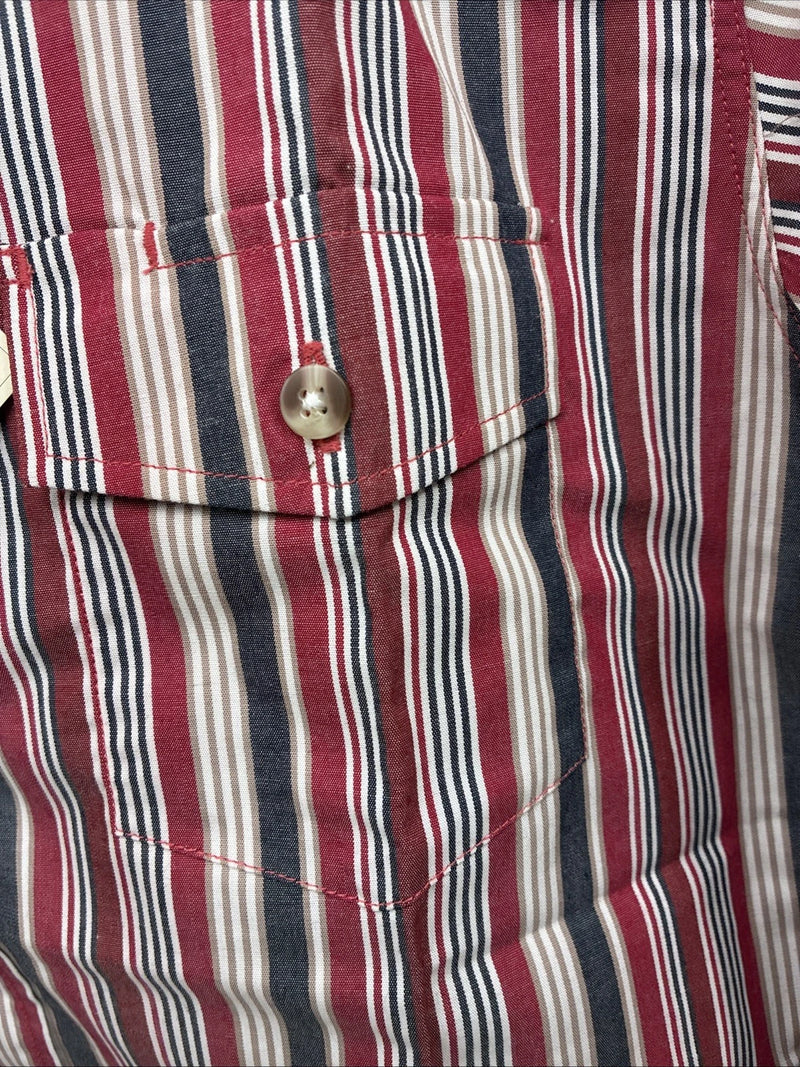 New Kids ELY Classic Red Stripe Long Sleeve Pearl Snap Large CC-74