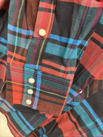 New Men’s Wrangler Red Blue Navy Flannel Long Sleeve Pearl Snap 20 X 36 XL H-60