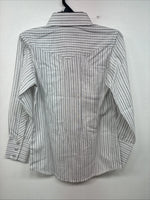 New Kids White Horse Gray Stripe Long Sleeve Pearl Snap Medium DD-57