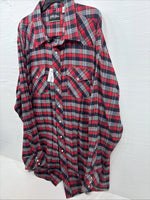 New Men’s White Horse Red Black Flannel Long Sleeve Pearl Snap 2XL H-37