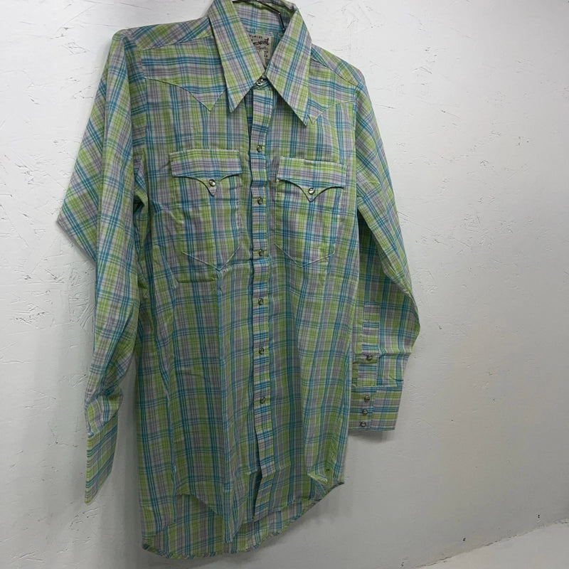 New Men’s Rockmount Multi Color Long Sleeve Pearl Snap 14.5 X 32 Small A-186
