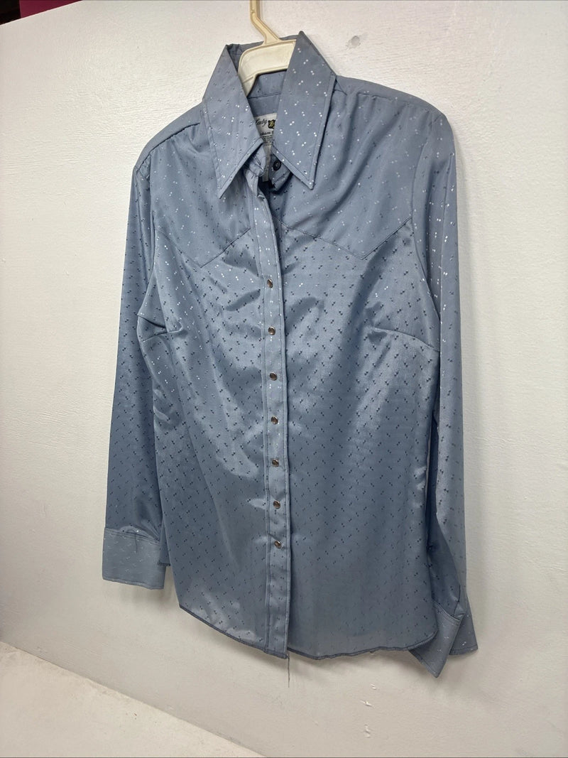 New Women’s Dickson Jenkins Blue Long Sleeve Pearl Snap Size 32 KK-10