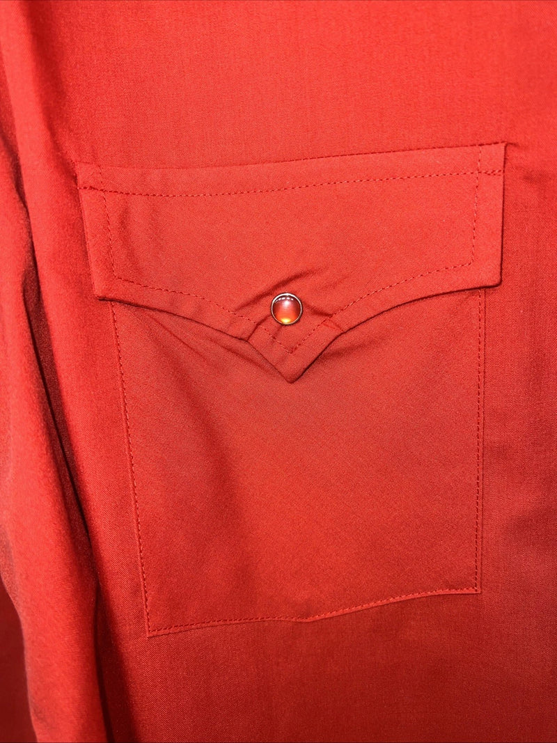 New Men’s Red ELY Cattleman Long Sleeve Pearl Snap Shirt. 17x34 XL S-18