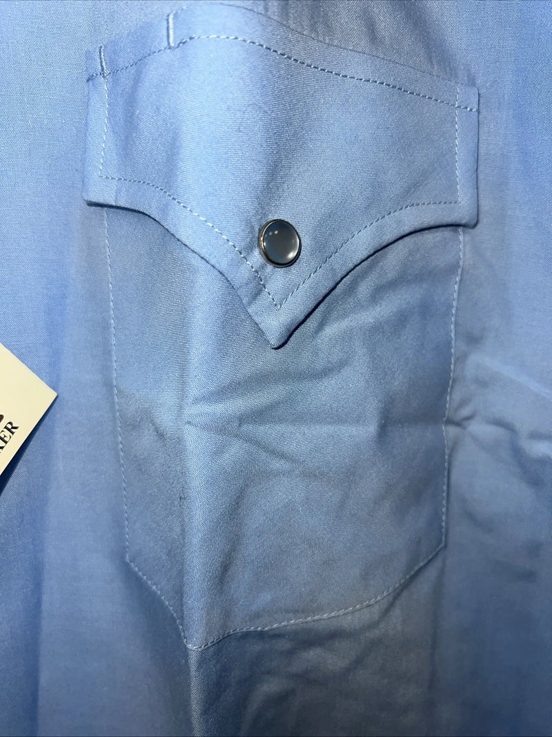New Men’s Blue ELY Cattleman Pearl Snap Short Sleeve Shirt. 18.5 2XL P-47