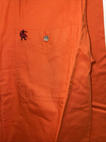 New Men’s Wrangler Orange Denim Collar Long Sleeve Button Up Small A-195