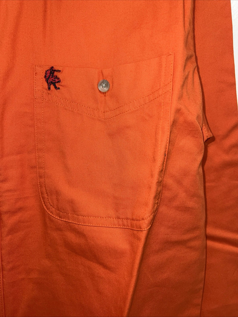 New Men’s Wrangler Orange Denim Collar Long Sleeve Button Up Small A-195
