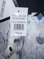 New Women’s White Black Cumberland Outfitters Long Sleeve Button Up M 3B-85