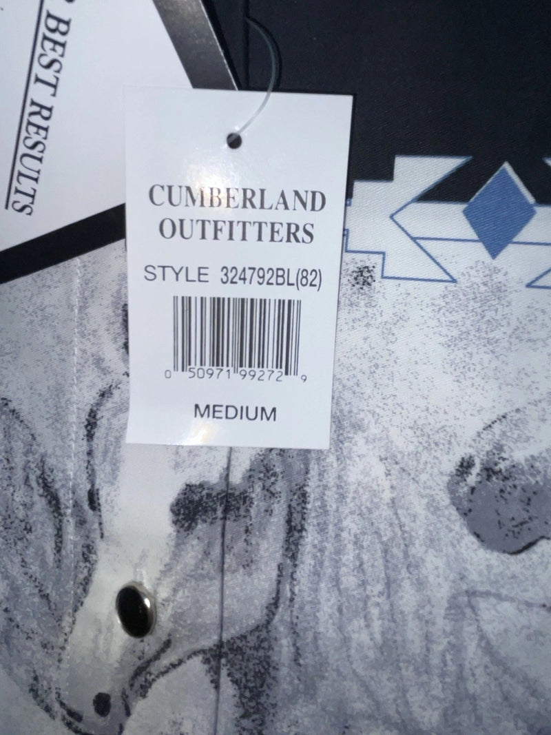 New Women’s White Black Cumberland Outfitters Long Sleeve Button Up M 3B-85