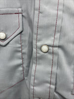 New Men’s Dee-Cee Grey Red Long Sleeve Pearl Snap 16.5 X 33 Large X-65