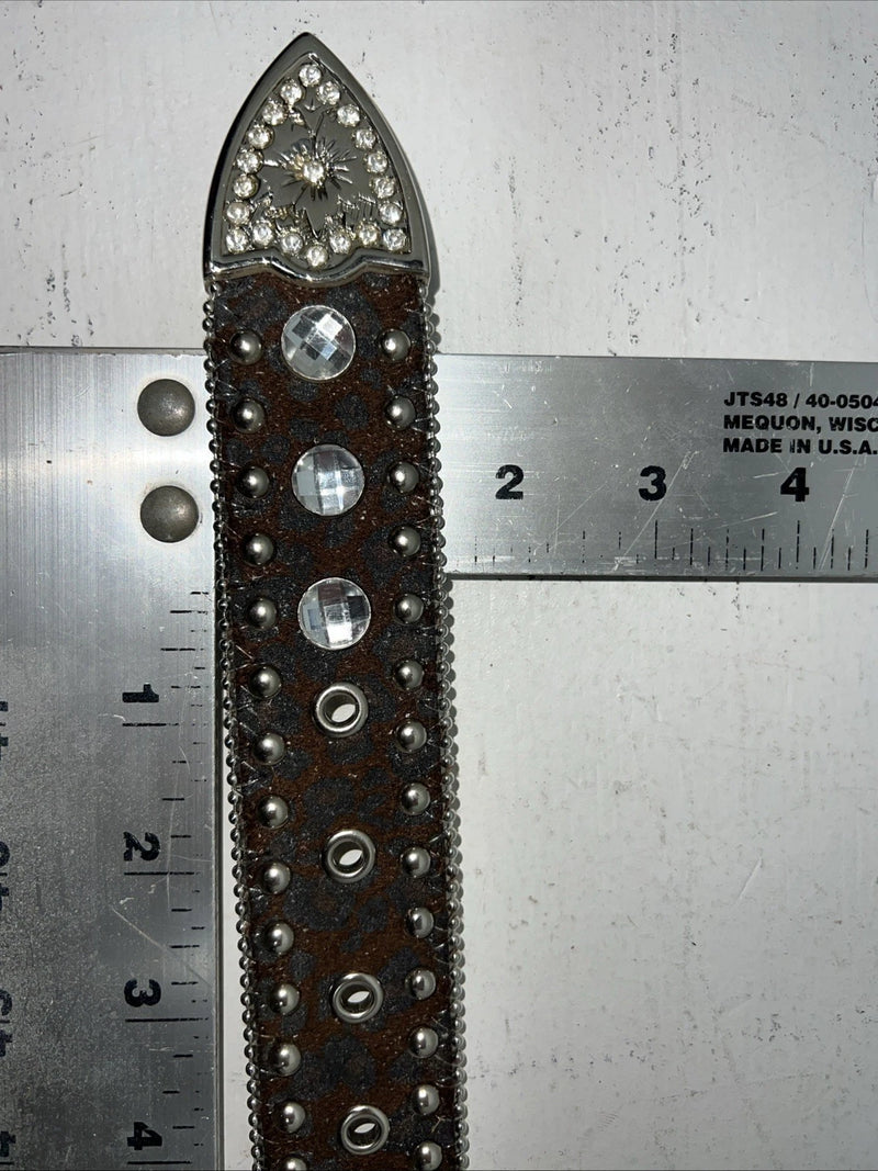 New Brown Blazin Roxx Genuine Leather Bling Belt Large #N3510002 W-14