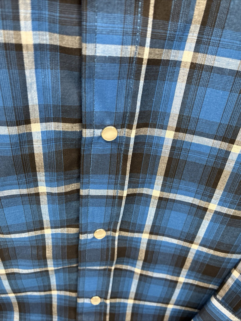 New Men’s ELY Cattleman Blue Flannel Long Sleeve Pearl Snap 4XL E-80