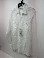 New Women’s Cumberland White Cheetah Print Long Sleeve Pearl Snap XL GG-83