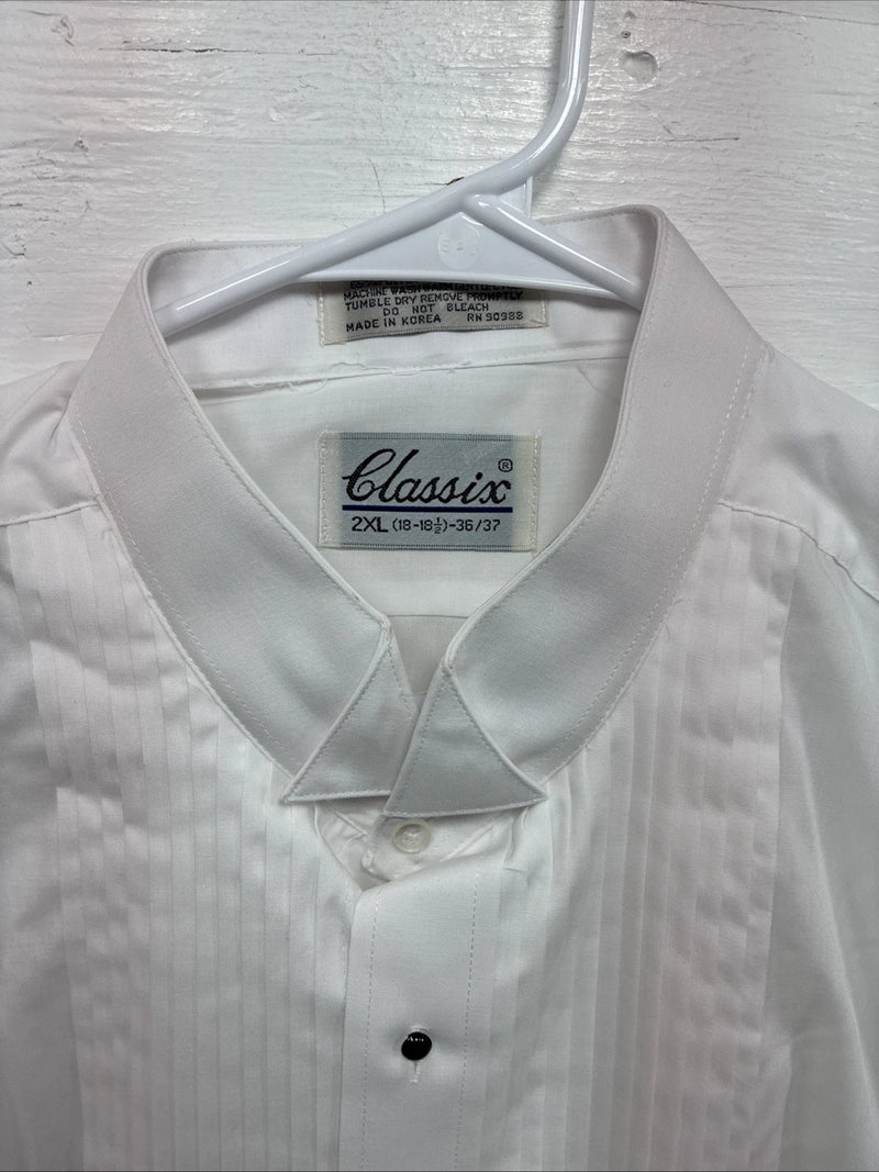 New Classix White Long Sleeve Button Up English Shirt 18-18.5 2XL X-90