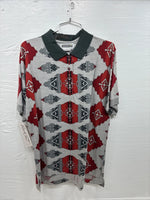 New Men’s Panhandle Slim Gray Red Western Design Short Sleeve Polo Medium K-73