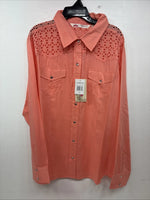 New Women’s Cumberland Pink Designed Long Sleeve Pearl Snap 2XL II-6