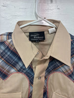 New Men’s Champion Western Tan Design Long Sleeve Pearl Snap 15 Medium X-6