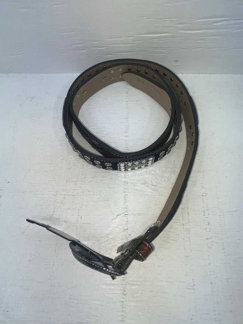 New Black Genuine Leather Nocona Bling And Tooled 46” Belt #M2498267 NN-137