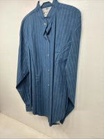 New Women’s Cowboy Threads Blue Stripe Long Sleeve Button Up Large TT-16