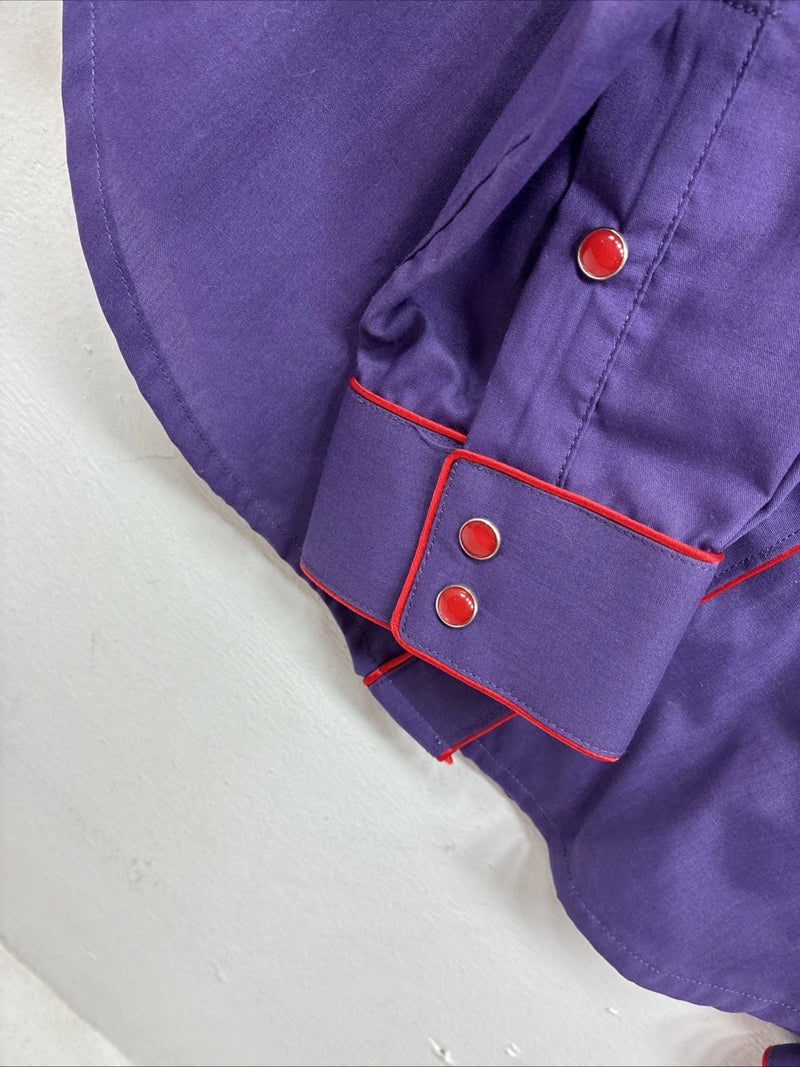 New Women’s White Horse Purple Red Long Sleeve Pearl Snap Small LL-72