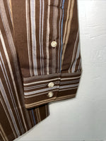 New Men’s Brown White House Long Sleeve Button Up Shirt. Large P-60