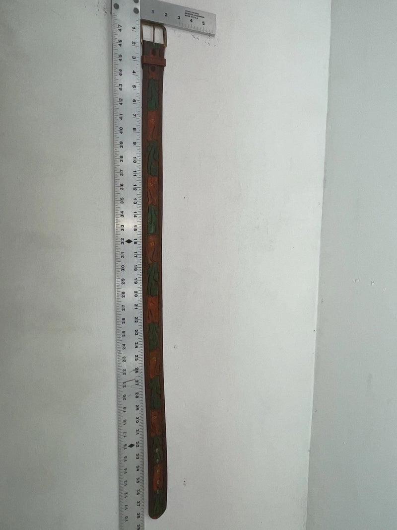 New Brown Genuine Leather Tooled 34” Belt Z-95