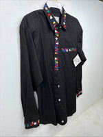 New Women’s Longhorn Black Designed Long Sleeve Button Up Medium TT-93