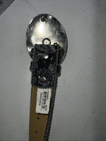 New Black Silver Blazin Roxx Genuine Leather Belt Large #N3518201 W-17