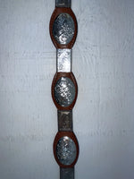 New Brown Genuine Leather M&F Silver Pendent 26” Belt #3219754 NN-35
