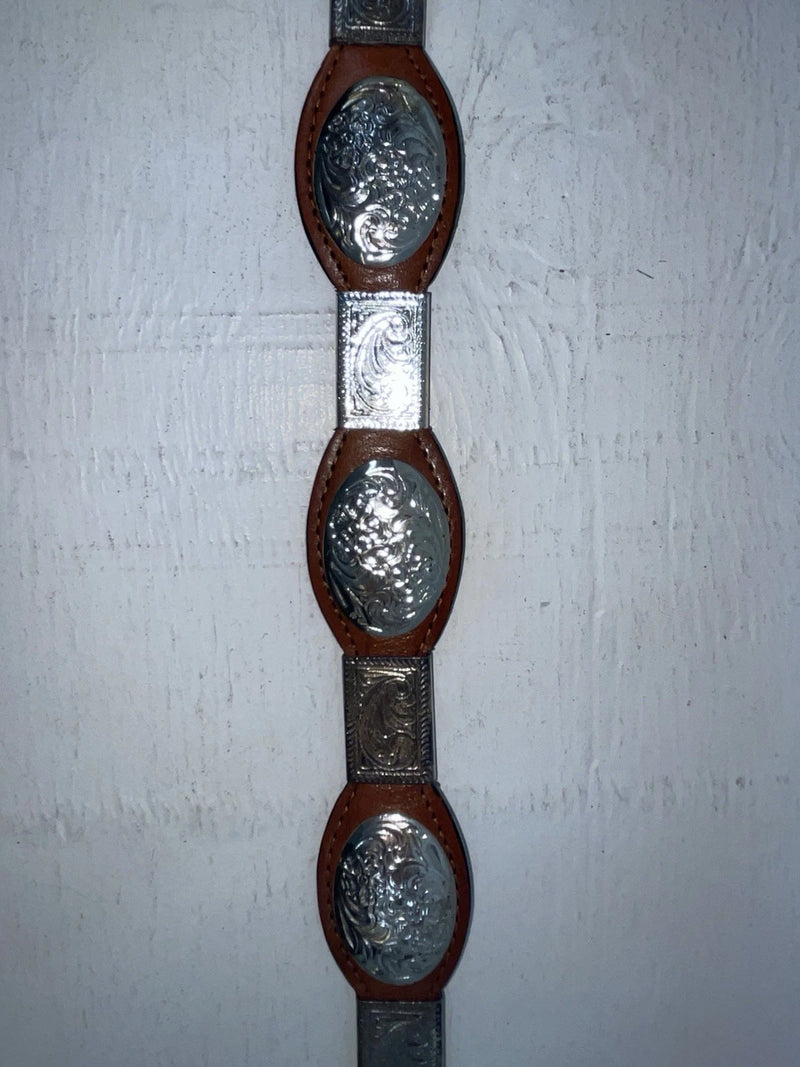 New Brown Genuine Leather M&F Silver Pendent 26” Belt #3219754 NN-35