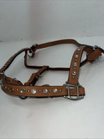New Light Oil Brown Leather Jewl Bling Full horse Show Halter 3C-17