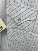 New Men’s ELY Cattleman White Stripe Long Sleeve Pearl Snap 18.5 X 35 2XL F-61