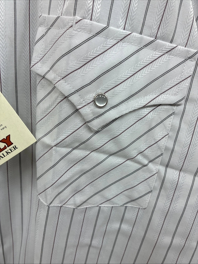 New Men’s ELY Cattleman White Stripe Long Sleeve Pearl Snap 18.5 X 35 2XL F-61