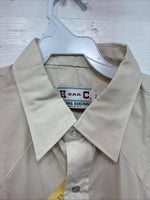 New Men’s H Bar C Tan Western Short Sleeve Pearl Snap 16.5 Large V-14