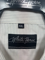 New Men’s White Horse Beige Stripe Long Sleeve Pearl Snap 4XL F-50