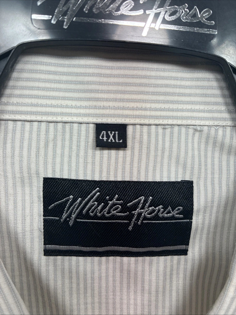 New Men’s White Horse Beige Stripe Long Sleeve Pearl Snap 4XL F-50