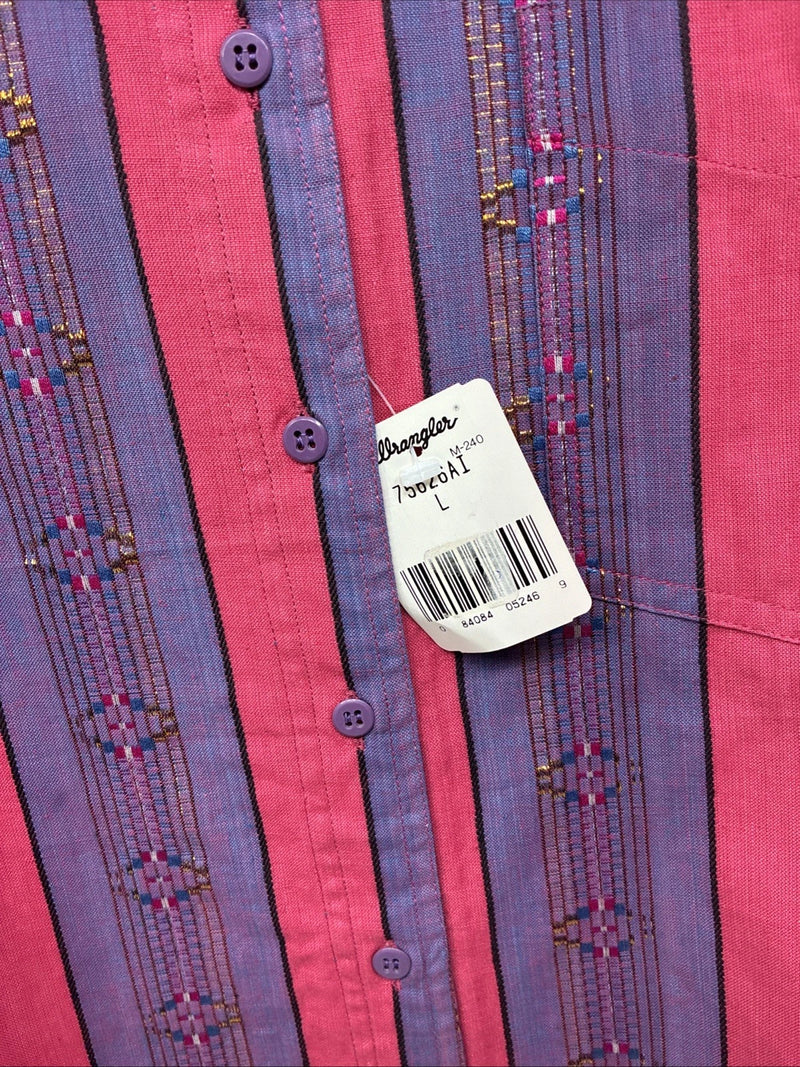 New Women’s Wrangler Pink Purple Long Sleeve Button Up Large LL-41