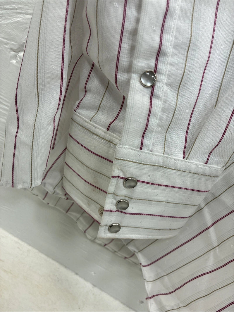 New Men’s Mesquite White Stripe Long Sleeve Pearl Snap 16 Large CC-62