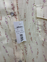 New Women’s White Horse Yellow Floral Long Sleeve Pearl Snap Size XL YY-46 