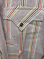 New Men’s Tem Tex Pink Multicolor Stripe Long Sleeve Pearl Snap 14.5 Small M-99