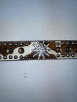 New Cow Print Genuine Leather Blazin Roxx Bling L Belt #N3510602 Z-77