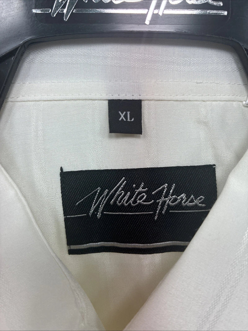 New Men’s White Horse Yellow Stripe Long Sleeve Pearl Snap XL T-77
