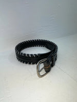 New Black Genuine Leather Weaved 26” Belt #76328 JJ-122