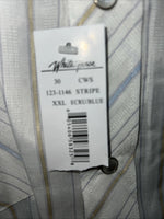 New Mens White Stripped White House Pearl Snap Long Sleeve Shirt. XXL G-63