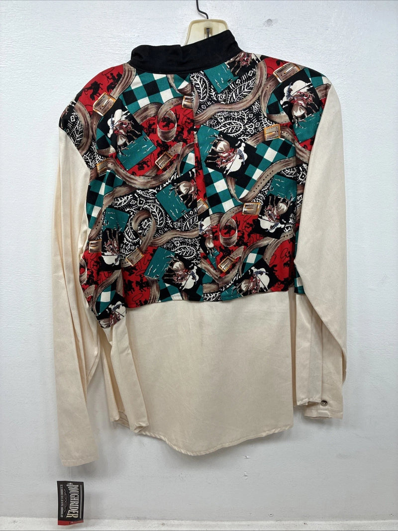 New Women’s Rough rider Multi Design Long Sleeve Button Up Large TT-11