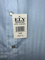 New Men’s Blue ELY cattleman Pearl Snap Long Sleeve Shirt. 2XL Tall G-68
