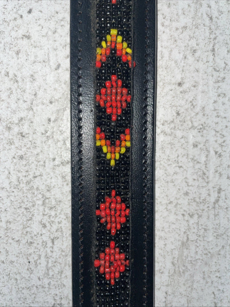 New Black Genuine Leather Chambers Beaded 32” Belt #30175 Z-29