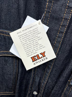 New Men’s ELY Cattleman Dark Jean Design Long Sleeve Pearl Snap Shirt 2XL H-21
